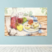 Levensduur van de verf van fruit en wijn canvas afdruk (Insitu (Houten vloer))