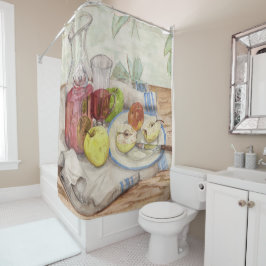 Levensduur van de verf van fruit en wijn douchegordijn