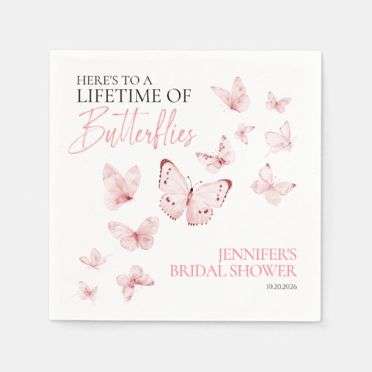 Levensduur van de vlinders | Pink Blush-Vrijgezell Servet (Voorkant)