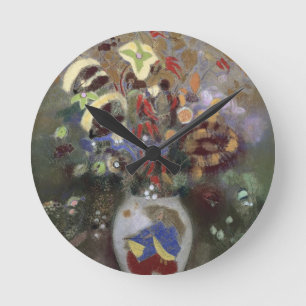 Levensduur van een bloem (pastel op papier) ronde klok