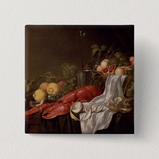 Levensduur van fruit en kreeft vierkante button 5,1 cm (Voorkant)