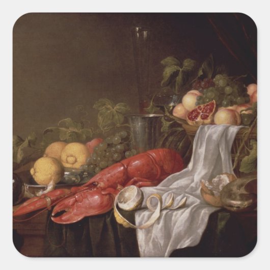 Levensduur van fruit en kreeft vierkante sticker (Voorkant)