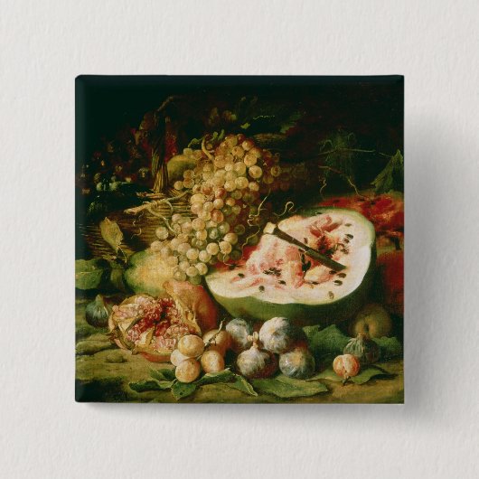 Levensduur van fruit op een rand vierkante button 5,1 cm (Voorkant)