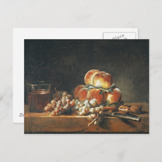 Levensduur van perziken, noten, druiven briefkaart (Voorkant / Achterkant)