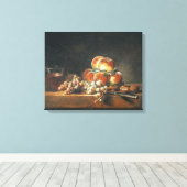 Levensduur van perziken, noten, druiven canvas afdruk (Insitu (Houten vloer))