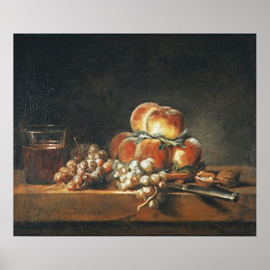 Levensduur van perziken, noten, druiven poster (Voorkant)