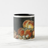 Levensduur van perziken, noten, druiven tweekleurige koffiemok (Center)