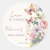 Levensduur van Vlinders bloem bruiloft favor Ronde Sticker (Voorkant)