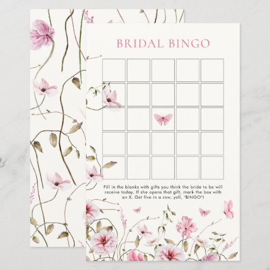 Levensduur van vlinders Bloemen Bruids Bingo (Voorkant / Achterkant)
