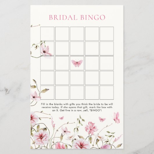 Levensduur van vlinders Bloemen Bruids Bingo (Voorkant)