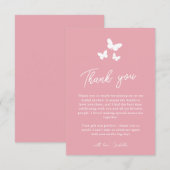 Levensduur van Vlinders Blush Roze Bruidsdouche Bedankkaart (Voorkant / Achterkant)