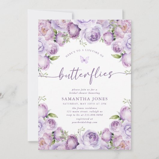 Levensduur van vlinders Paarse Vrijgezellenfeest Kaart (Voorkant)