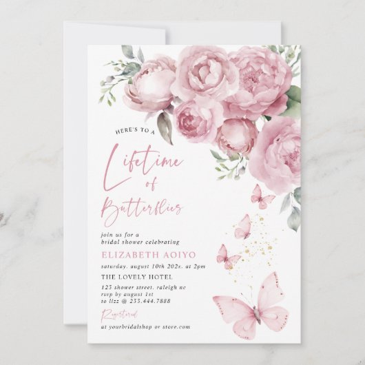 Levensduur van vlinders Roze Bloemen Vrijgezellenf Kaart (Voorkant)