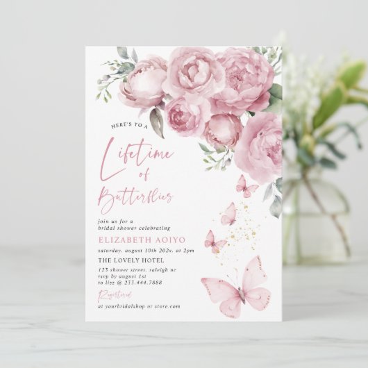 Levensduur van vlinders Roze Bloemen Vrijgezellenf Kaart (Staand voorkant)