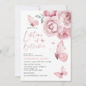 Levensduur van vlinders Roze Bloemen Vrijgezellenf Kaart (Voorkant)