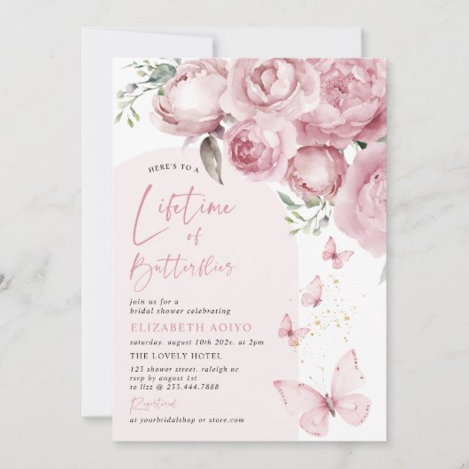 Levensduur van vlinders Roze Bloemen Vrijgezellenf Kaart (Voorkant)