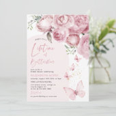 Levensduur van vlinders Roze Bloemen Vrijgezellenf Kaart (Staand voorkant)