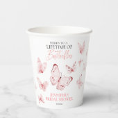 Levensduur van Vlinders Roze Blush Bruidsdouche Papieren Bekers (Achterkant)