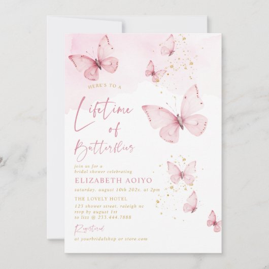 Levensduur van vlinders Roze Goud Vrijgezellenfees Kaart (Voorkant)