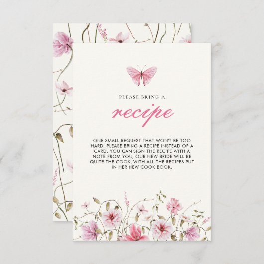 Levensduur van vlinders Vrijgezellenfeest Recept Informatiekaartje (Voorkant / Achterkant)