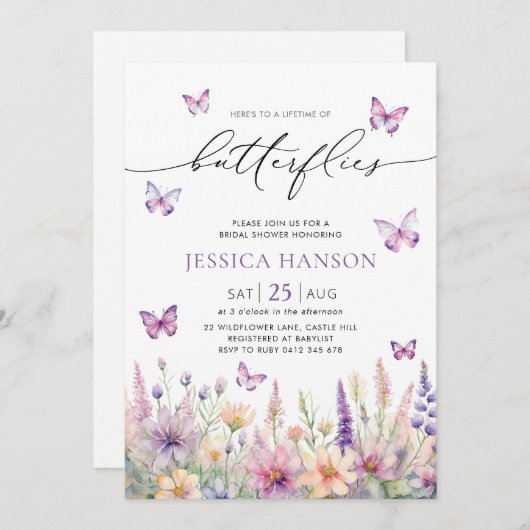 Levensduur van vlinders Vrijgezellenfeest Wildflow Kaart (Voorkant / Achterkant)