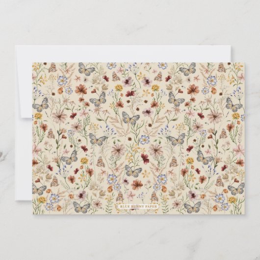Levensduur van Vlinders Wild Floral Vrijgezellenfe Kaart (Achterkant)