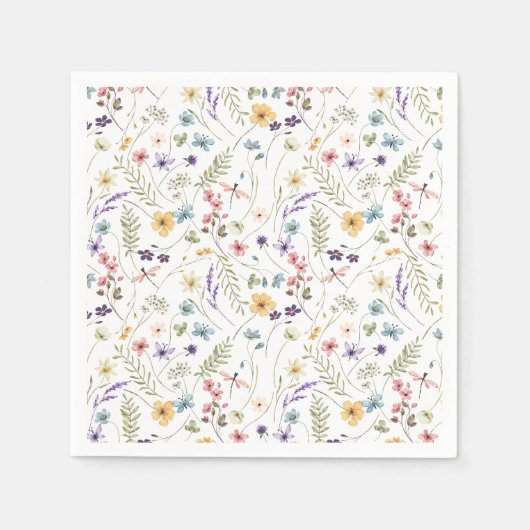 Levensduur van Vlinders Wildflower Bruidsborrel Servet (Voorkant)