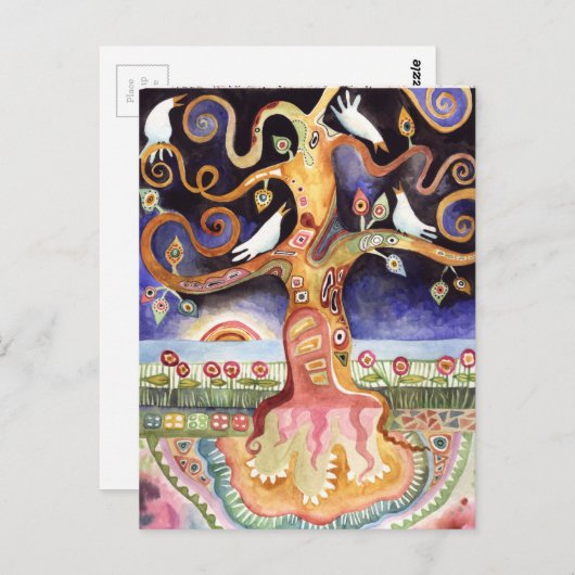 LEVENSDUUR Waterverf Doven Briefkaart (Voorkant / Achterkant)