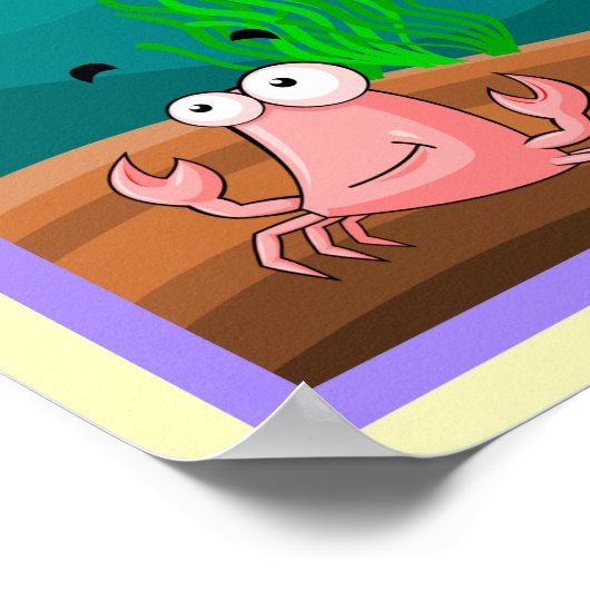 Levensduur zee onder Zee Cartoon Poster (Hoek)