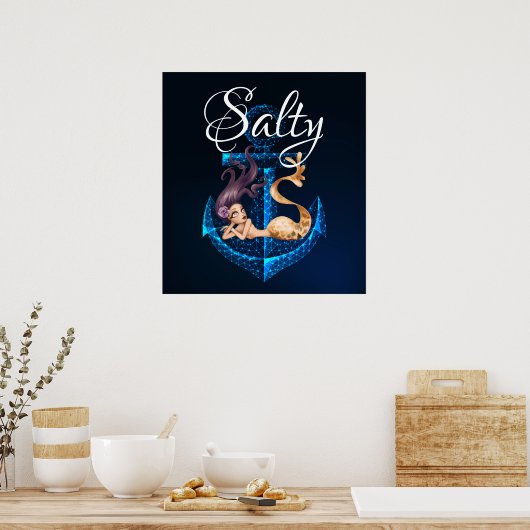 Levensduur zout ~ Anchor en mermaid Zee Poster (Keuken)
