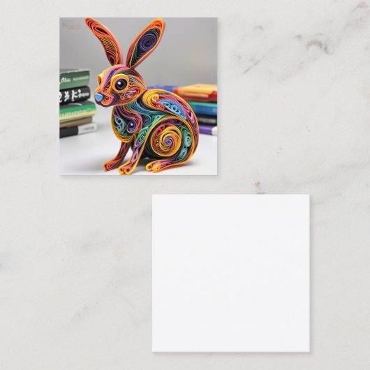 Levensecht mooi papier quilling konijn contactkaartje (Voorkant / Achterkant)