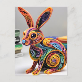Levensecht mooi papier quilling konijn feestdagenkaart