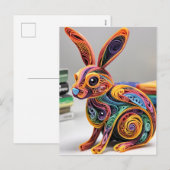 Levensecht mooi papier quilling konijn feestdagenkaart (Voorkant / Achterkant)
