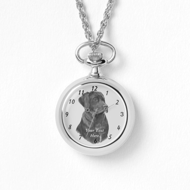levensechte portret afbeelding zwarte labrador hon horloge (Voorkant)