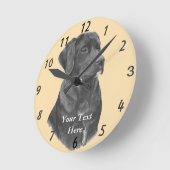 levensechte schilderij van zwarte labrador dog ronde klok (Hoek)