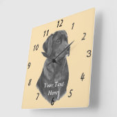 levensechte schilderij van zwarte labrador dog vierkante klok (Hoek)