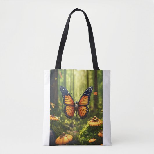 Levensechte vlinderillustratie Schouder Canvas tas (Voorkant)