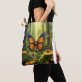 Levensechte vlinderillustratie Schouder Canvas tas (Dichtbij)