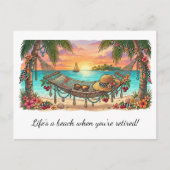 Levensfeest op het strand Pensioenfeest |  Briefkaart (Voorkant)
