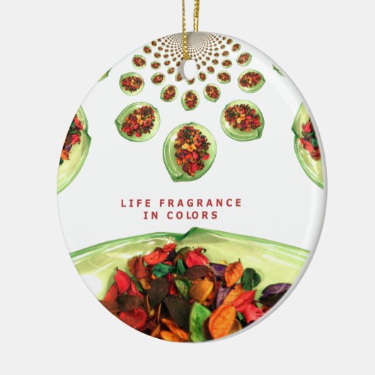 Levensgeurstof in kleurpotpourri keramisch ornament (Links)