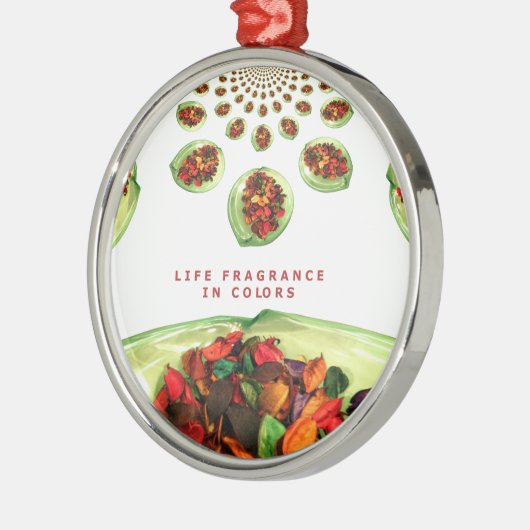 Levensgeurstof in kleurpotpourri metalen ornament (Links)