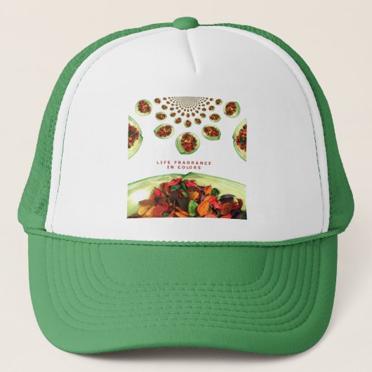 Levensgeurstof in kleurpotpourri trucker pet (Voorkant)