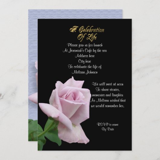 Levensgeviering roos uitnodigende lavender kaart (Voorkant / Achterkant)