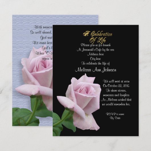 Levensgeviering roos uitnodigende lavender kaart (Voorkant / Achterkant)