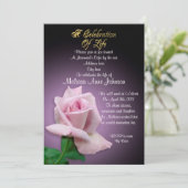 Levensgeviering roos uitnodigende lavender kaart (Staand voorkant)