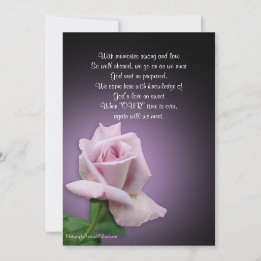 Levensgeviering roos uitnodigende lavender kaart (Achterkant)