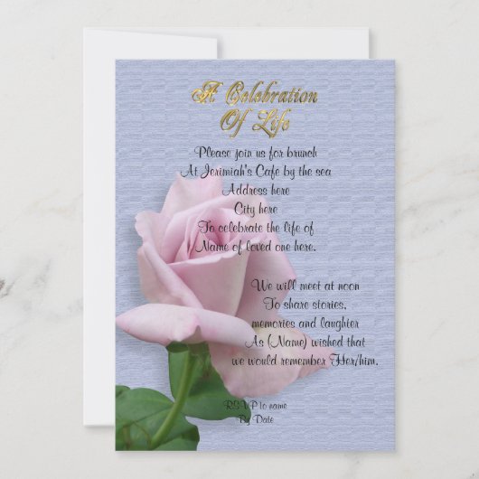Levensgeviering roos uitnodigende lavender kaart (Voorkant)