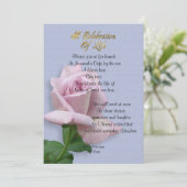 Levensgeviering roos uitnodigende lavender kaart (Staand voorkant)