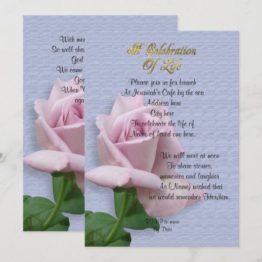Levensgeviering roos uitnodigende lavender kaart (Voorkant / Achterkant)