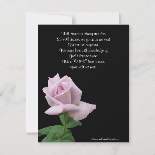 Levensgeviering roos uitnodigende lavender kaart (Achterkant)